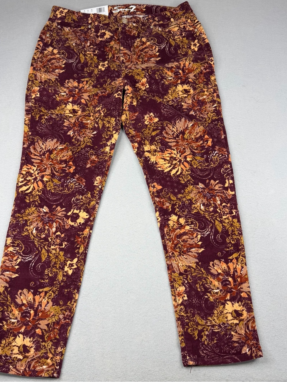 Seven7 Hyde Park Floral Corduroy Pants 14 High Rise Skinny NWT Fall Boho